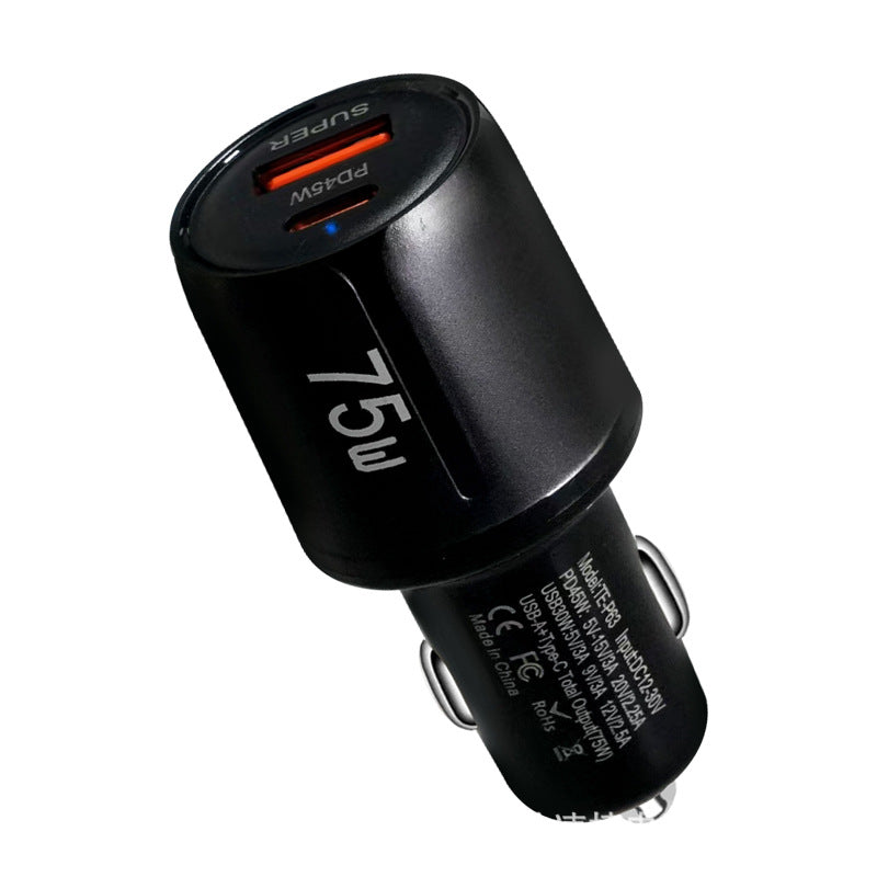 车载快充插头pd45W全兼容点烟器双口75W超级快充车载手机充电器