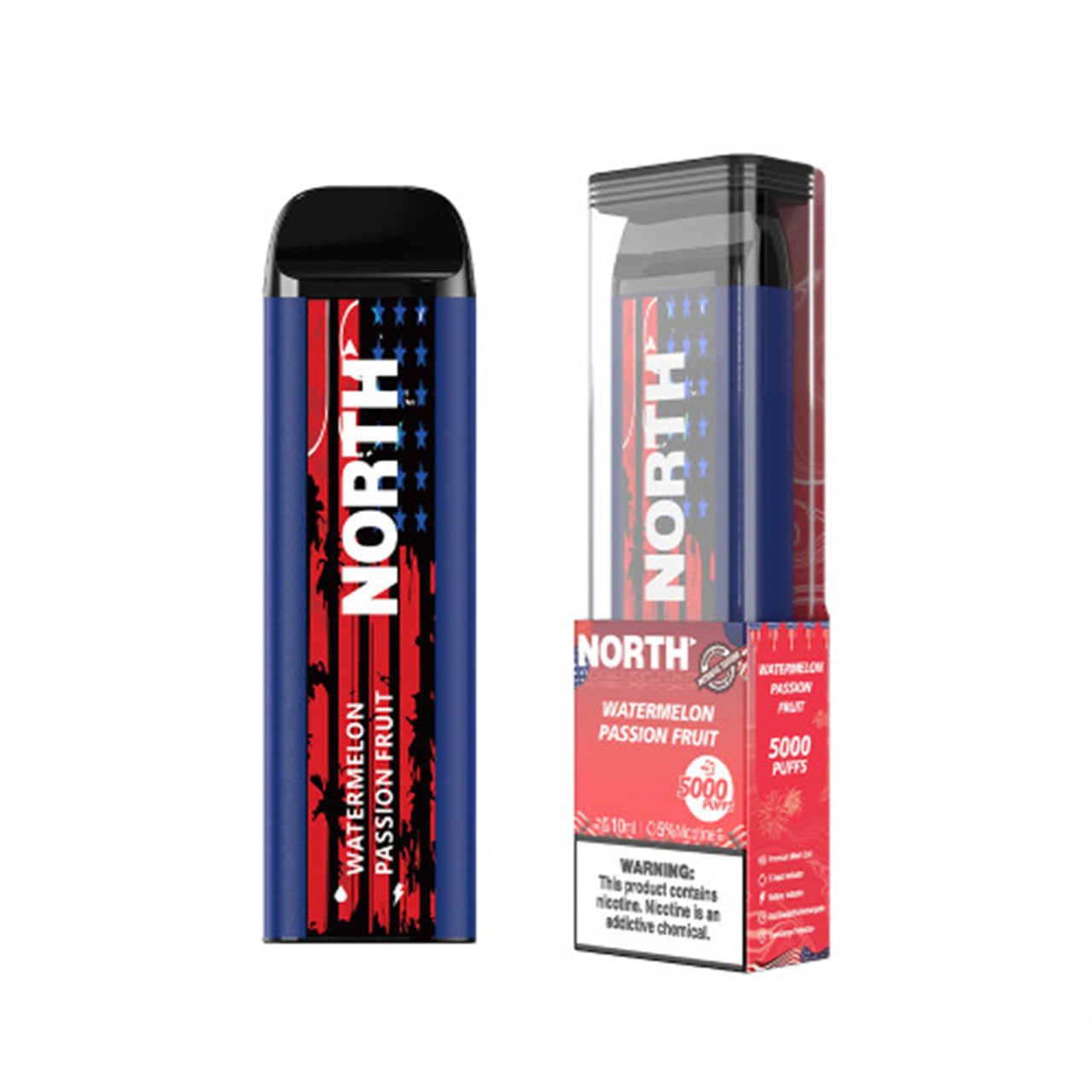 North Patriotic Edition 5K Puffs 10ML Disposable Vape Device With E-Liquid & Battery Indicator - Display of 10 (MSRP $25.00 Each)