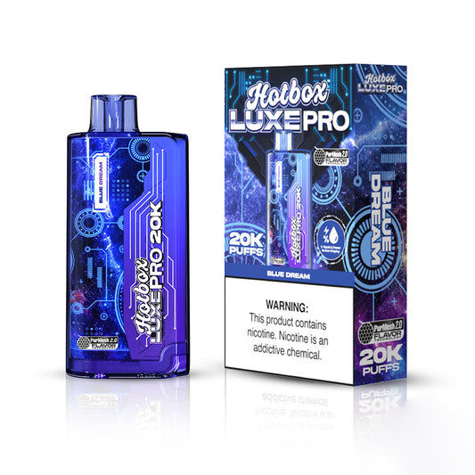 Hotbox LUXE Pro By The Puff Brands 22ML 20K Puffs Synthetic Nicotine Disposable Device With E-Liquid & Power Screen - Display of 5 (MSRP $24.99 Each)