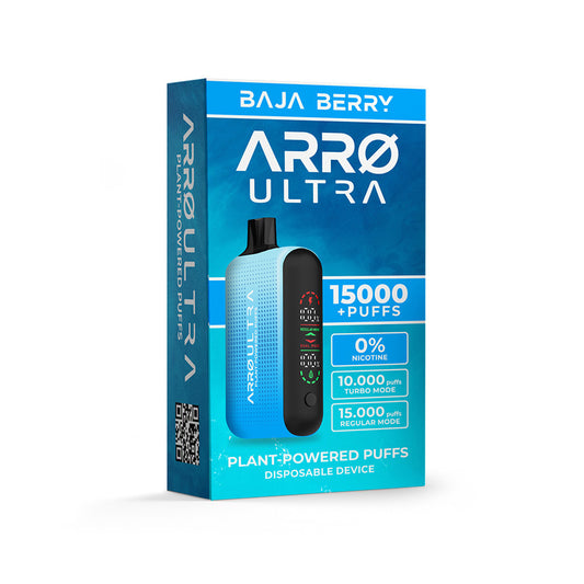 Arro Ultra 15K Puffs 18ML Plant-Powered Puffs Zero Nicotine Disposable Device With Full Screen - Display of 5 (MSRP $19.99 Each)