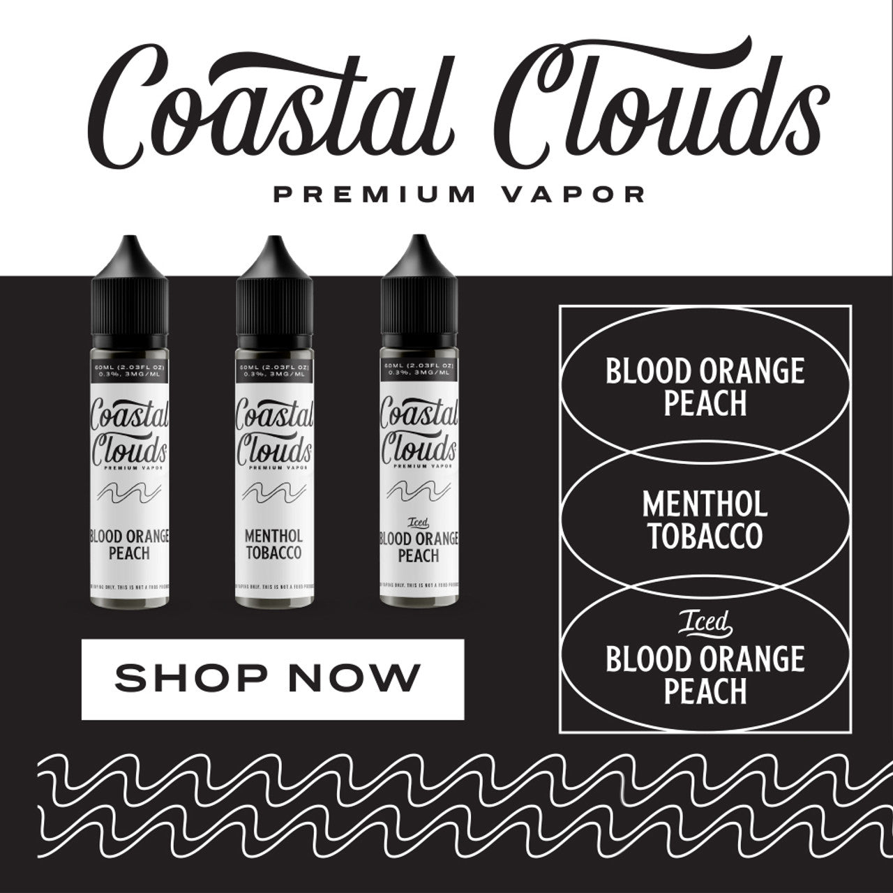 Coastal Clouds Premium Vapor E-Liquid 60ML (MSRP $25.00)