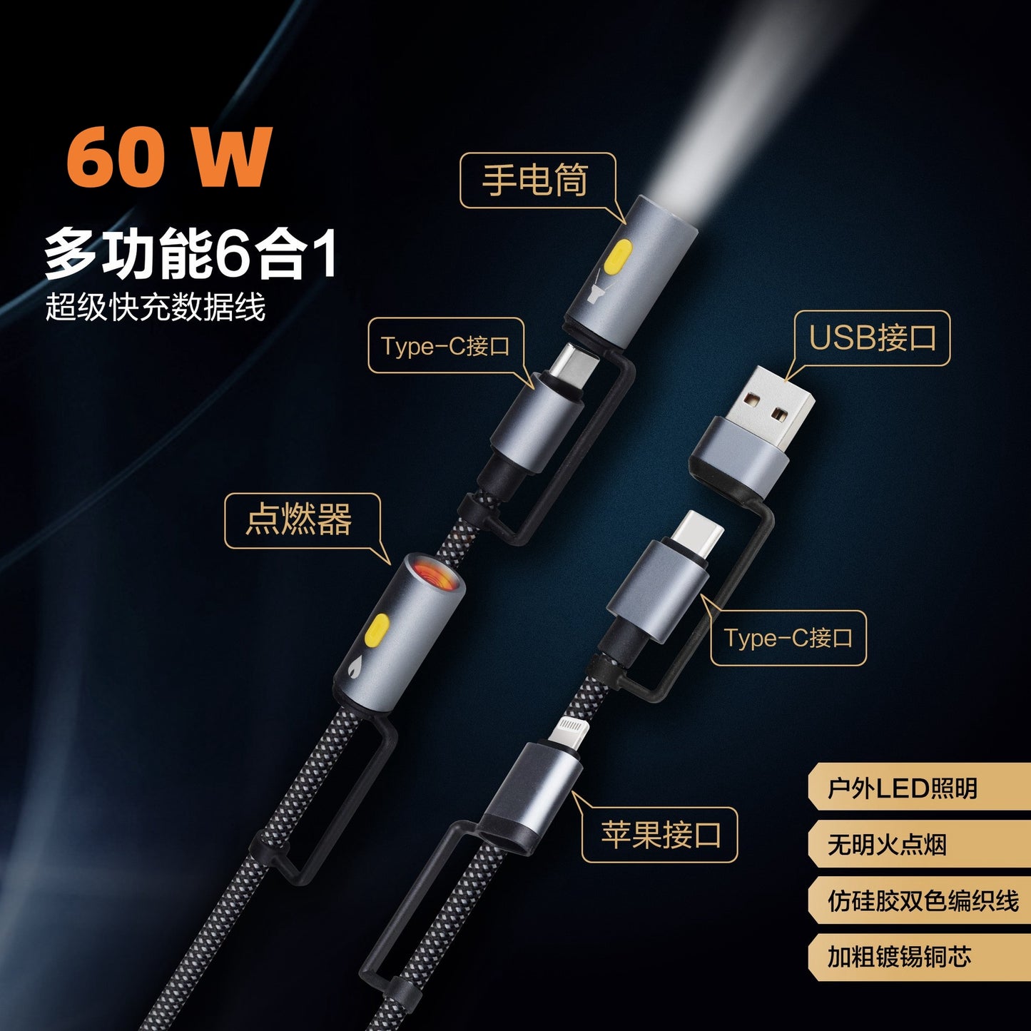 LuckyPromos | 6-in-1 Fast Charging Cable