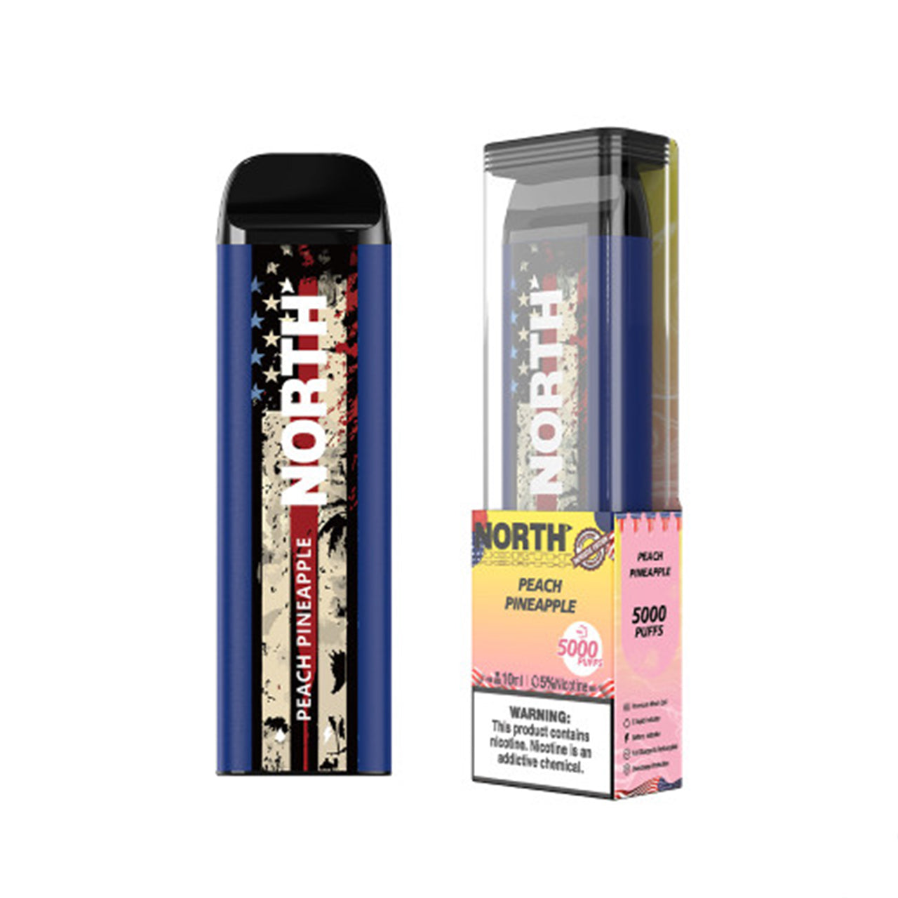 North Patriotic Edition 5K Puffs 10ML Disposable Vape Device With E-Liquid & Battery Indicator - Display of 10 (MSRP $25.00 Each)