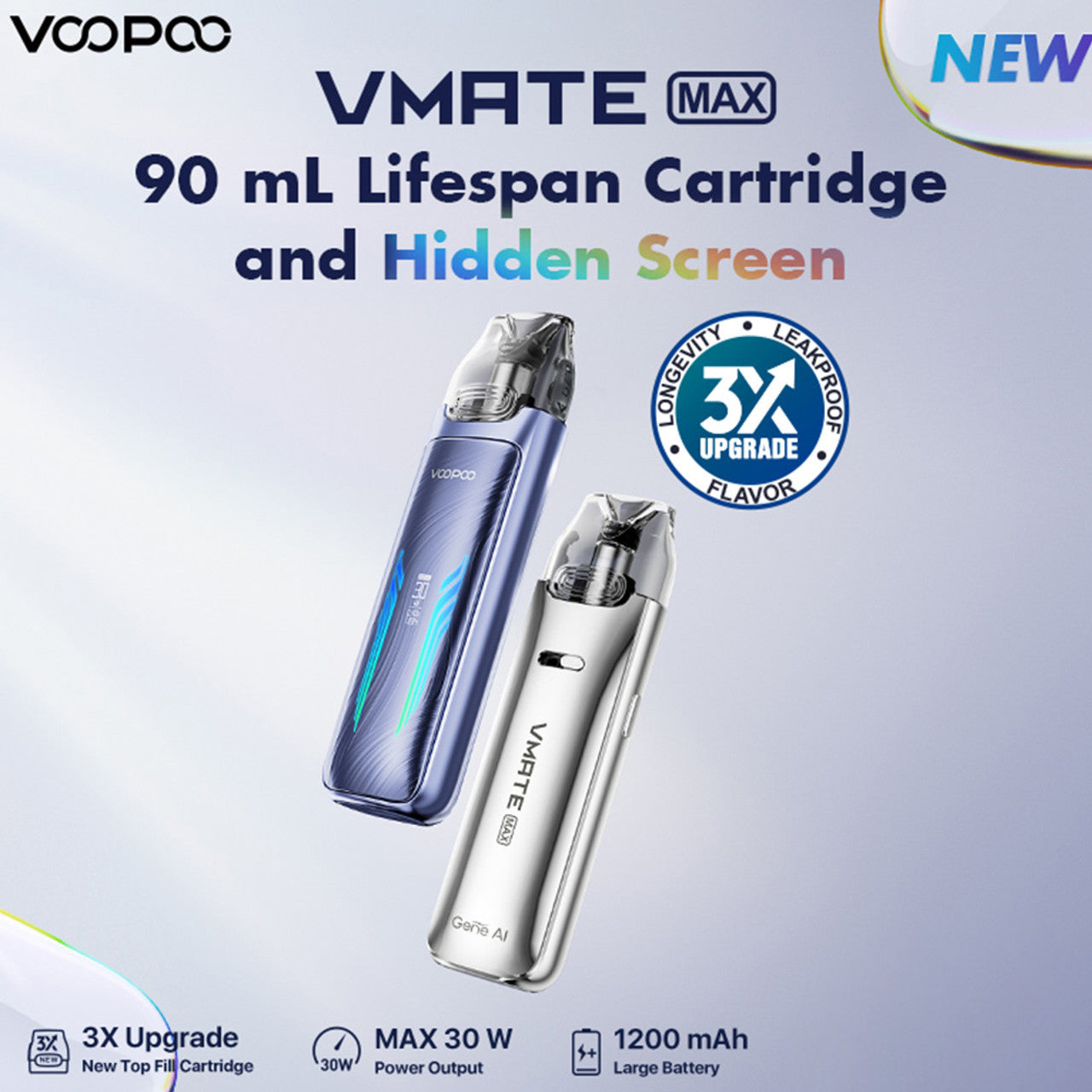 VooPoo Vmate Max 1200mAh Pod System Starter Kit With 2 x 3ML Refillable Vmate Top Fill Cartridge Pod (MSRP $39.99)