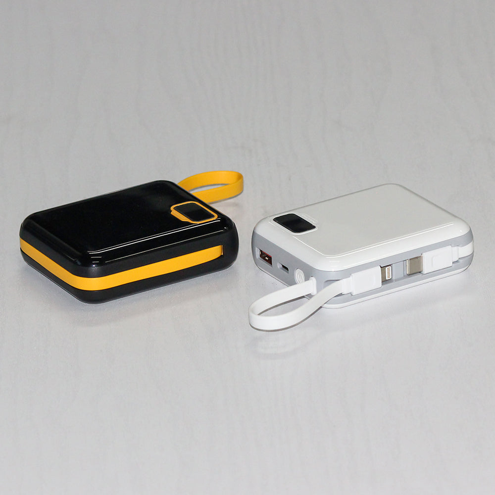 LuckyPromos | Custom 10000mAh With Digital Display Mini Pocket Portable Built in Cable Powerbank