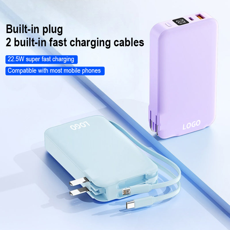 LuckyPromos | Built-in Cable 10000mah Fast Charging Wall Charger