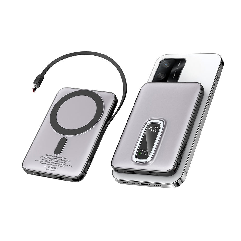 LuckyPromos | PD 22.5W Magnetic Portable Wireless Charge Power Bank 5000mAh