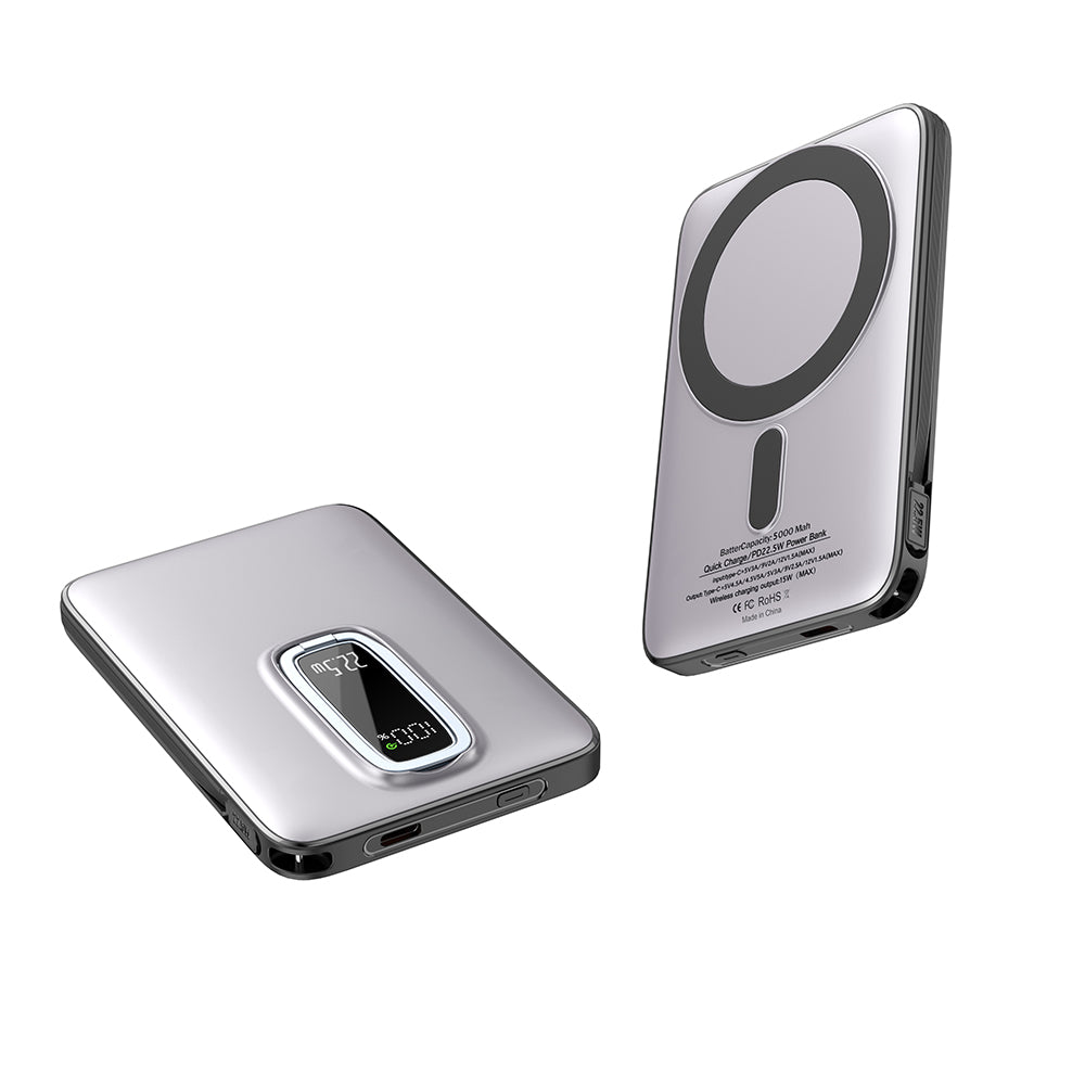 LuckyPromos | PD 22.5W Magnetic Portable Wireless Charge Power Bank 5000mAh