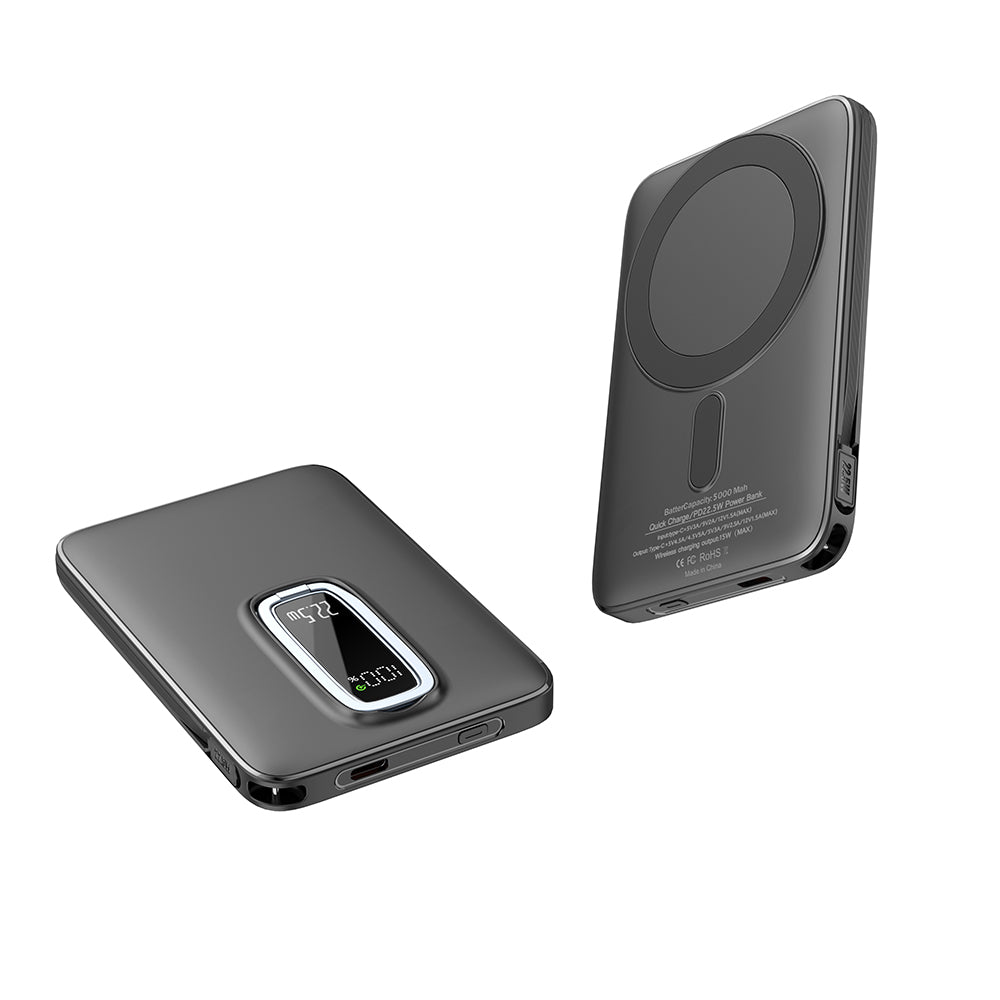 LuckyPromos | PD 22.5W Magnetic Portable Wireless Charge Power Bank 5000mAh