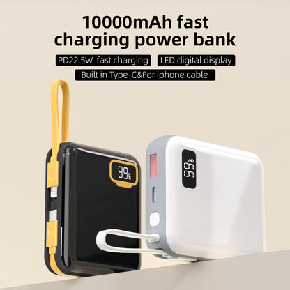 LuckyPromos | Custom 10000mAh With Digital Display Mini Pocket Portable Built in Cable Powerbank