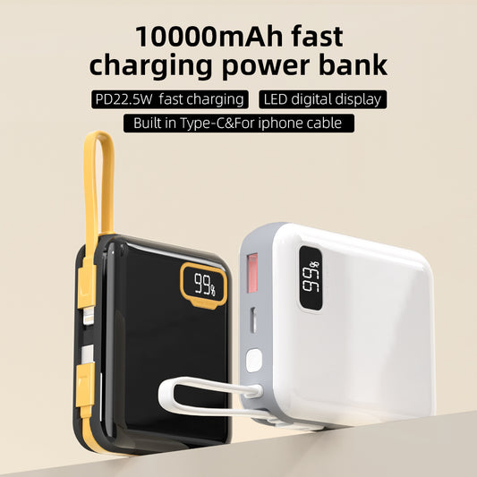 LuckyPromos | Custom 10000mAh With Digital Display Mini Pocket Portable Built in Cable Powerbank