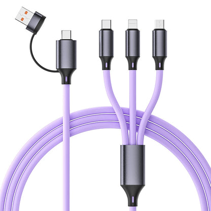 液态硅胶二拖三数据线适用苹果16华为手机快充五合一。跨境热销