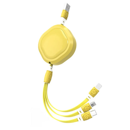 伸缩一拖三数据线马卡龙三合一手机快充充电线企业活动礼品logo线