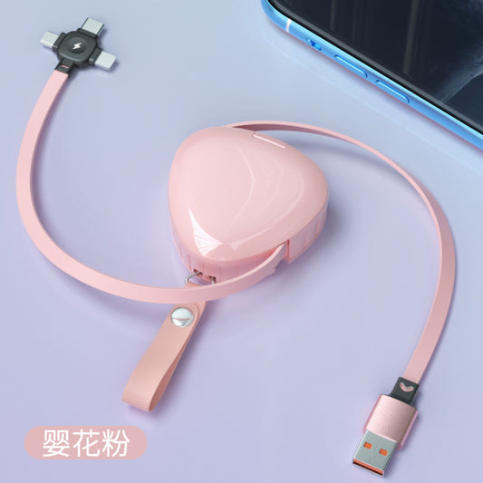 三合一超级快充伸缩收纳带支架支持平果安卓TYPE-C数据线送礼佳品