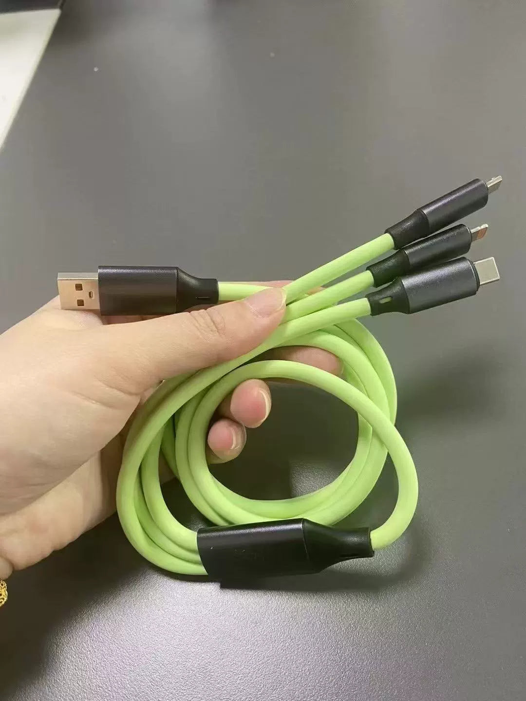 液态硅胶二拖三数据线适用苹果16华为手机快充五合一。跨境热销