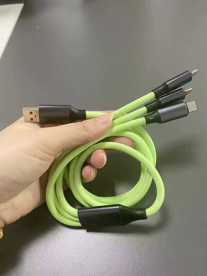 液态硅胶二拖三数据线适用苹果16华为手机快充五合一。跨境热销