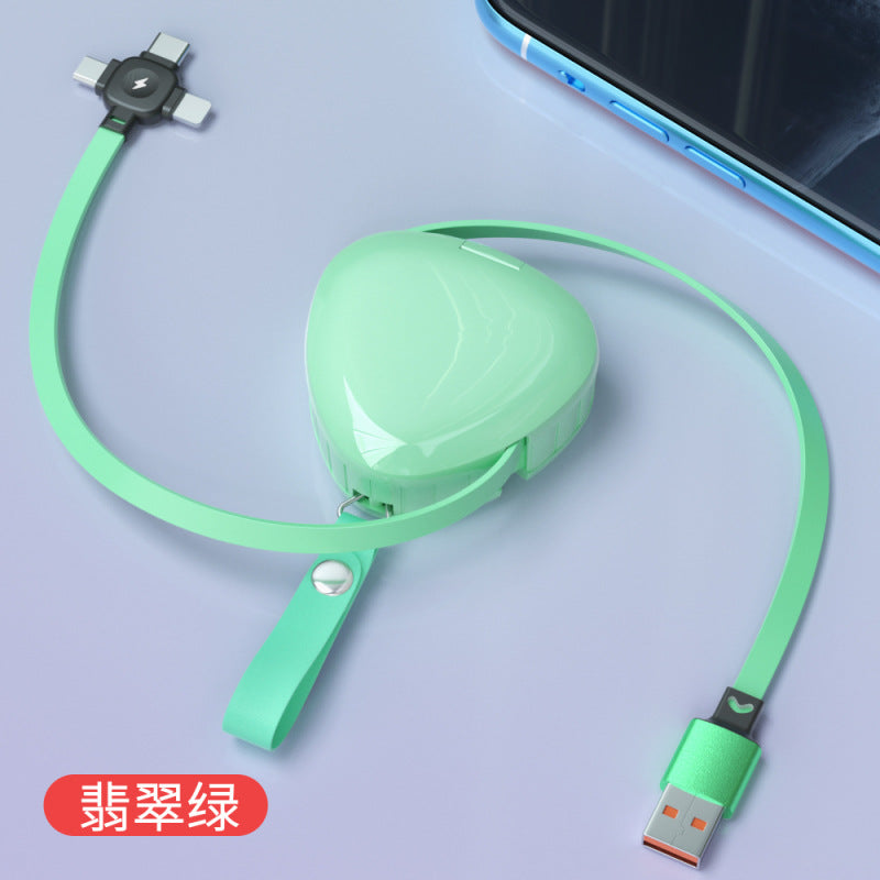 三合一超级快充伸缩收纳带支架支持平果安卓TYPE-C数据线送礼佳品