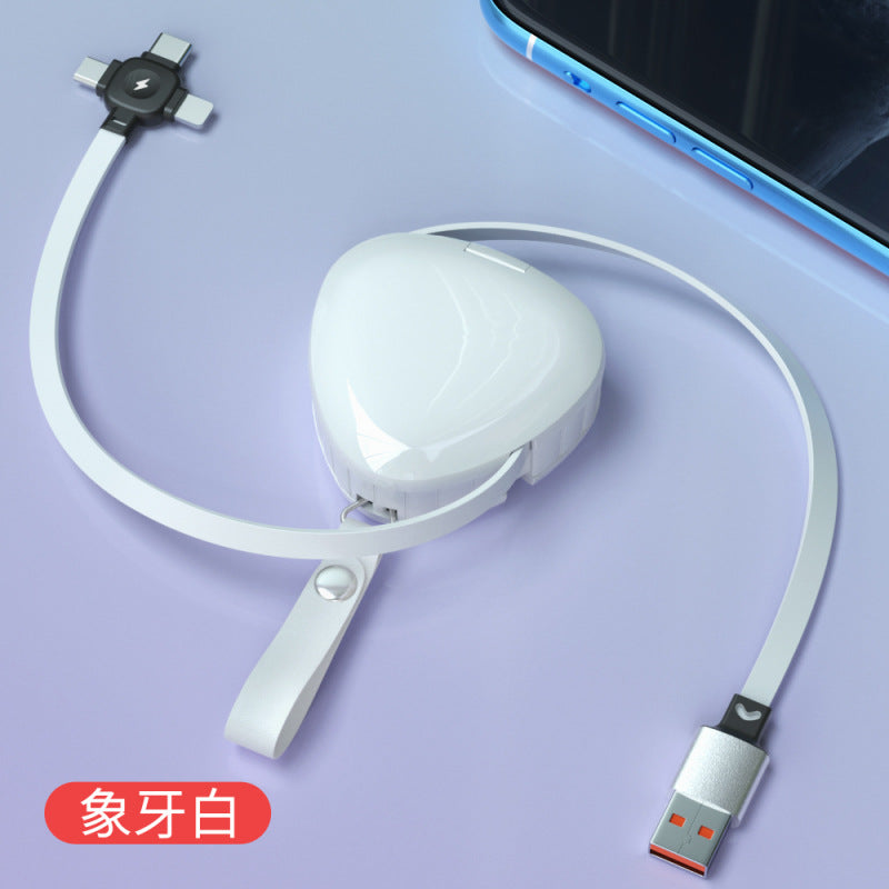 三合一超级快充伸缩收纳带支架支持平果安卓TYPE-C数据线送礼佳品