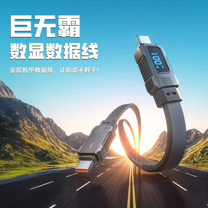 跨境爆款真硅胶数显单线适用于苹果1516华为超级快充66W充电线