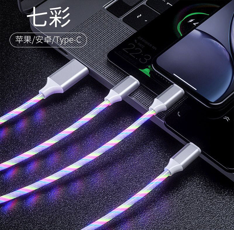流光数据线单头适用于苹果安卓type-c夜店风车载手机1m快充充电线