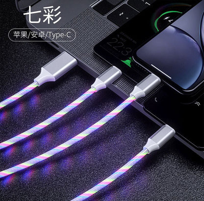 流光数据线单头适用于苹果安卓type-c夜店风车载手机1m快充充电线
