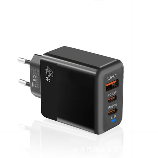 跨境45W充电头usb快充全协议type c适用华为苹果PD20W多口充电器