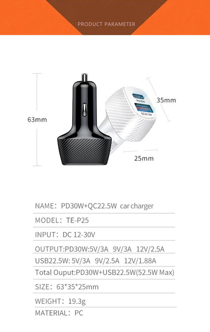 LuckyPromos | 30W supper fast charging plugging car plugging.