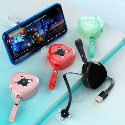 三合一超级快充伸缩收纳带支架支持平果安卓TYPE-C数据线送礼佳品